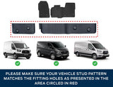 TRANSIT AND TRANSIT CUSTOM RUBBER FLOOR MATS FRONT, BLACK WITH LOGO, AUTOMATIC TRANSMISSION ONLY